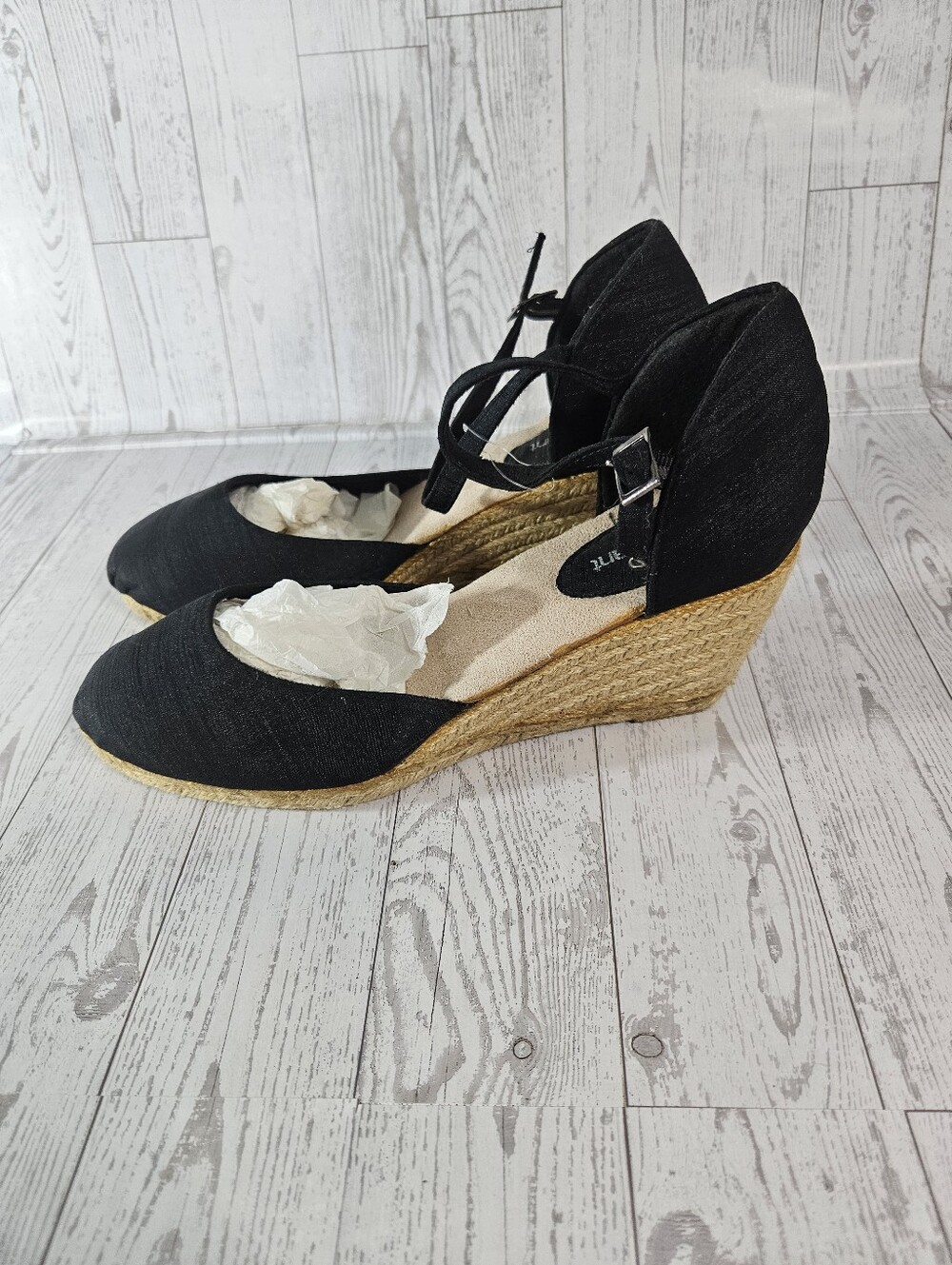 Lane Bryant Black Espadrille Wedge Sandals Women’s Size 11 W Wide Lace Up